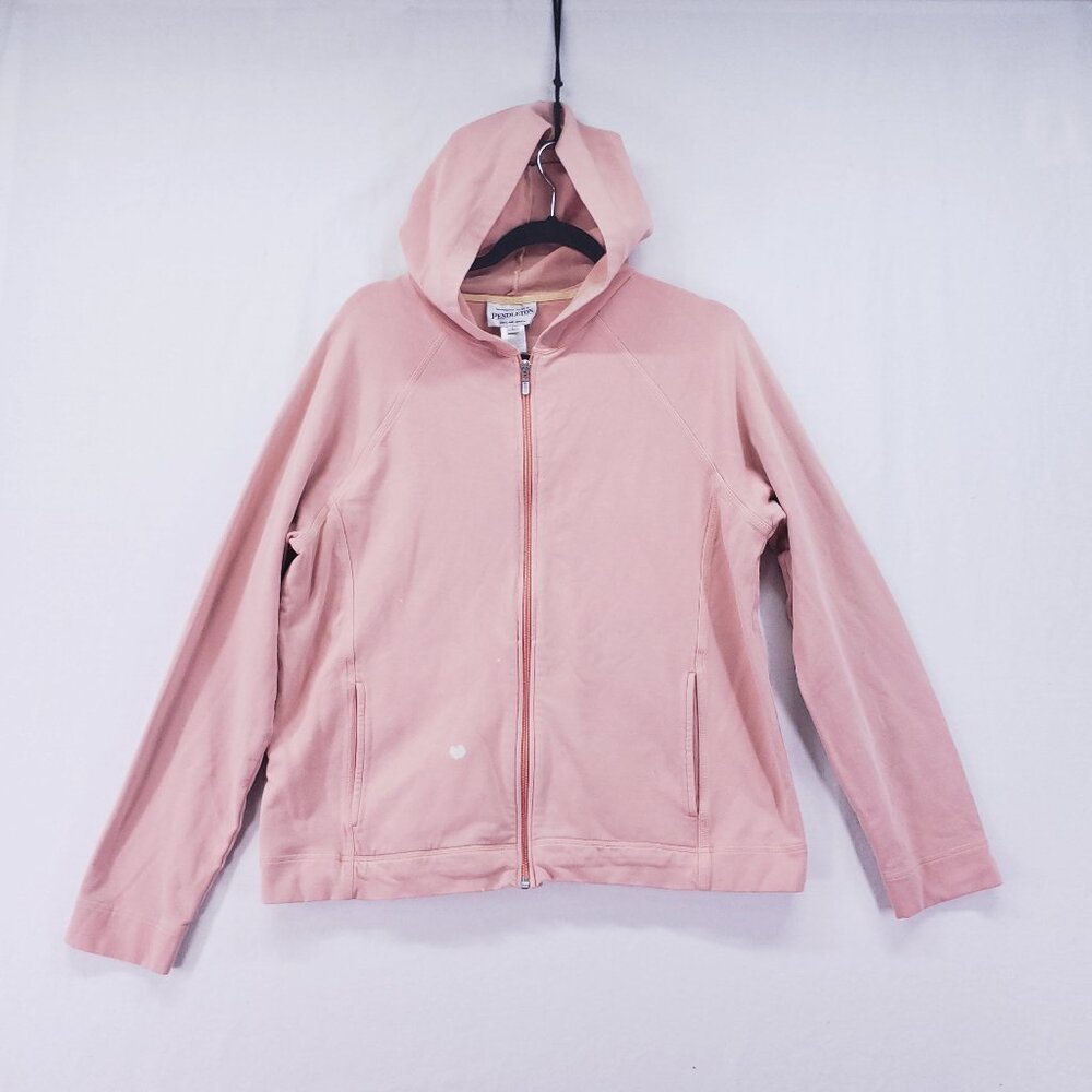 PENDLETON Boyfriend Hoodie Women's L Sweater Full Zip Light Coral Athletic